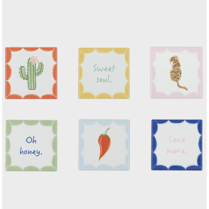 Set de 6 dessous de verre - And Nook - coaster sweet chilli