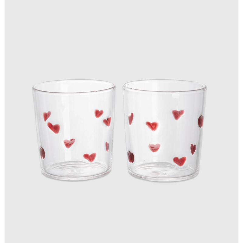 Lot de 2 verres - And nook - coeur rouge