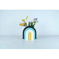 Vase et serre-livres ARC - les arcadiens - noir/lagon/blanc/jaune