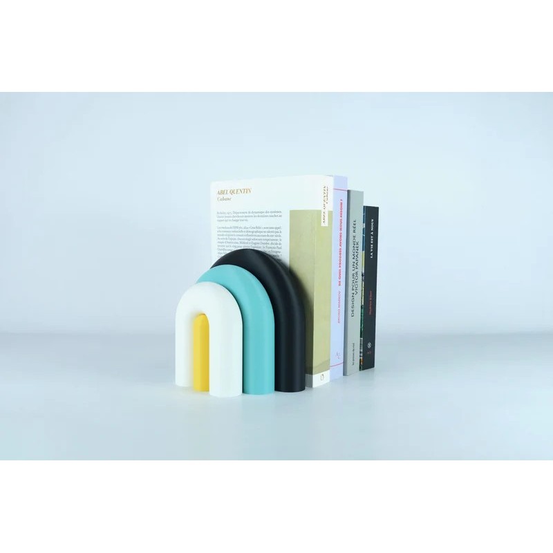 Vase et serre-livres ARC - les arcadiens - noir/lagon/blanc/jaune