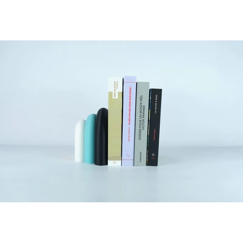 Vase et serre-livres ARC - les arcadiens - noir/lagon/blanc/jaune
