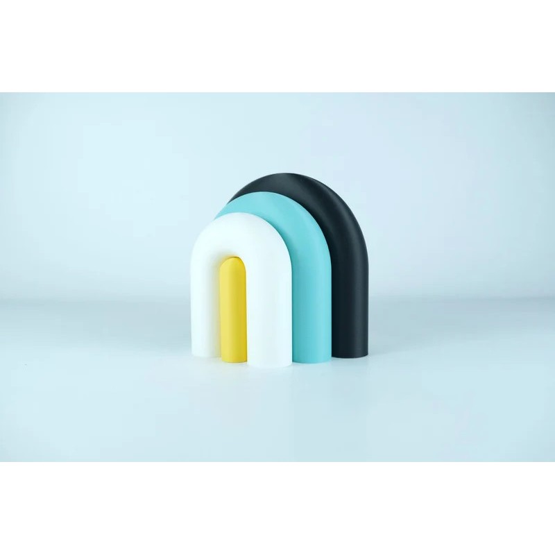 Vase et serre-livres ARC - les arcadiens - noir/lagon/blanc/jaune