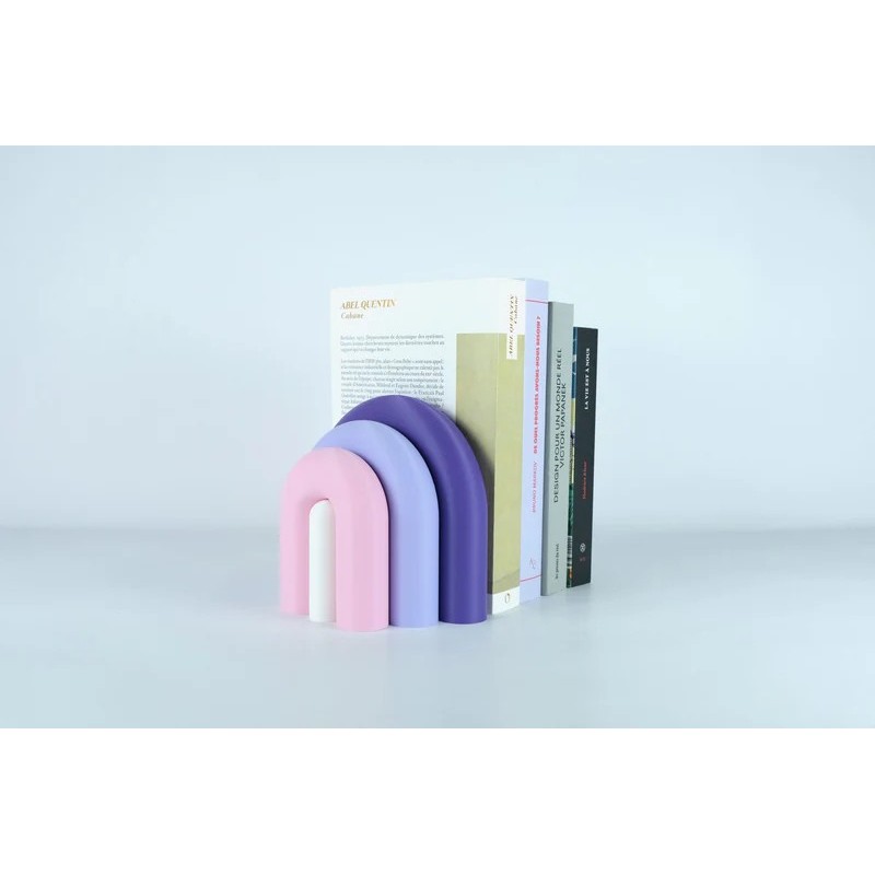 Vase et serre-livres ARC - les arcadiens - violet/lilas/rose poudre/blanc