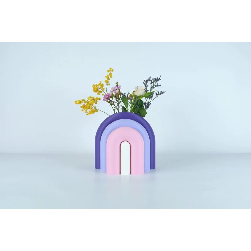 Vase et serre-livres ARC - les arcadiens - violet/lilas/rose poudre/blanc