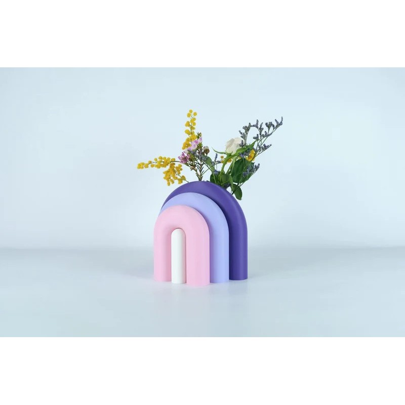 Vase et serre-livres ARC - les arcadiens - violet/lilas/rose poudre/blanc