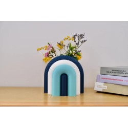 Vase et serre-livres ARC - les arcadiens - marine/blanc/lagon