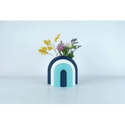 Vase et serre-livres ARC - les arcadiens - marine/blanc/lagon