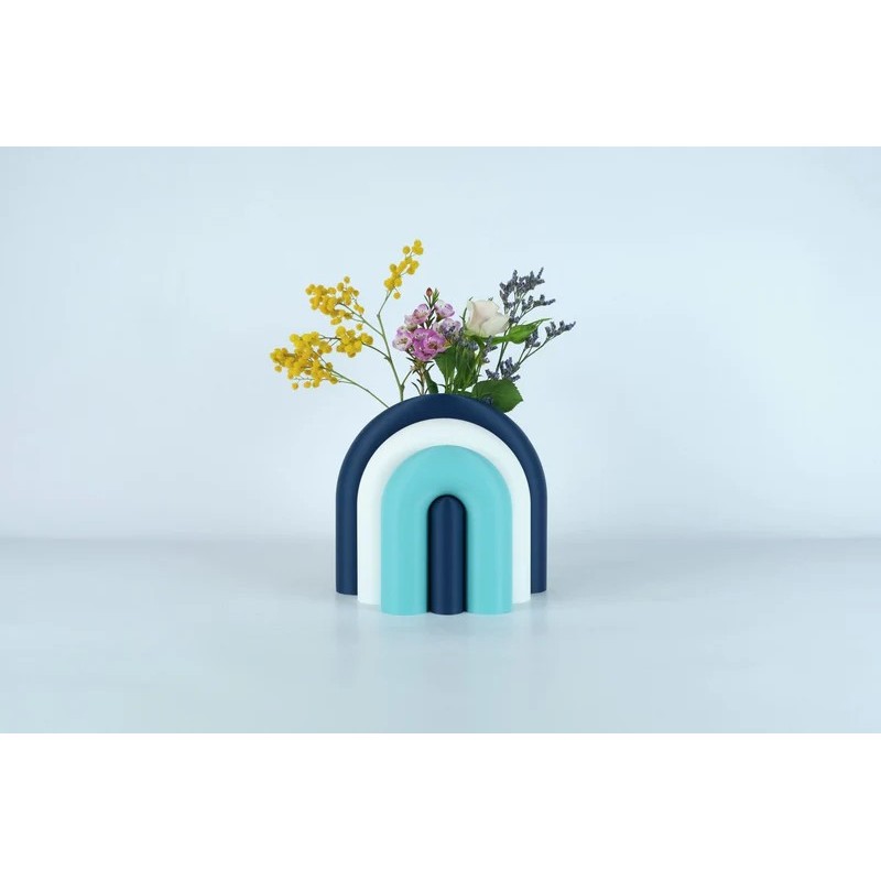 Vase et serre-livres ARC - les arcadiens - marine/blanc/lagon