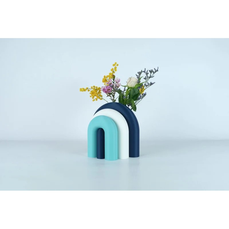 Vase et serre-livres ARC - les arcadiens - marine/blanc/lagon