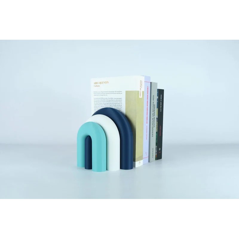 Vase et serre-livres ARC - les arcadiens - marine/blanc/lagon