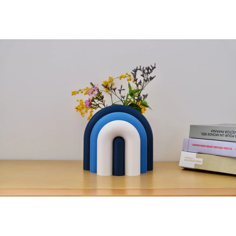 Vase et serre-livres ARC - les arcadiens - marine/bleu/blanc