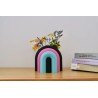 Vase et serre-livres ARC - les arcadiens - noir/rose/lagon