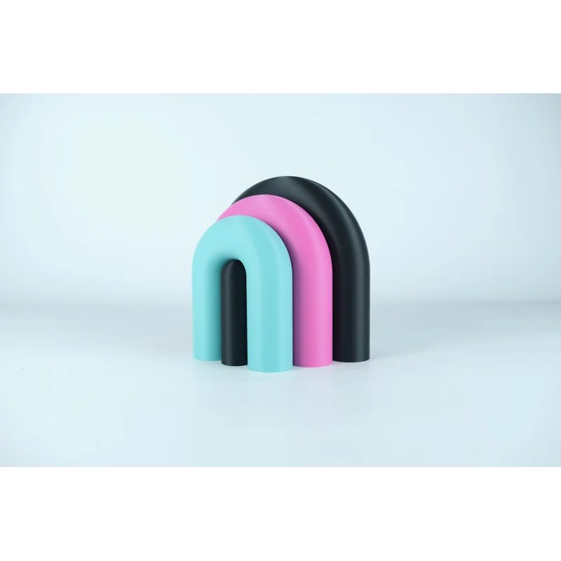 Vase et serre-livres ARC - les arcadiens - noir/rose/lagon