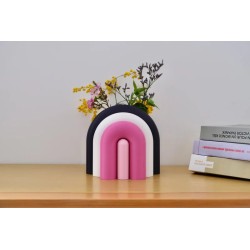 Vase et serre-livres ARC - les arcadiens - figue/blanc/violet/rose poudre