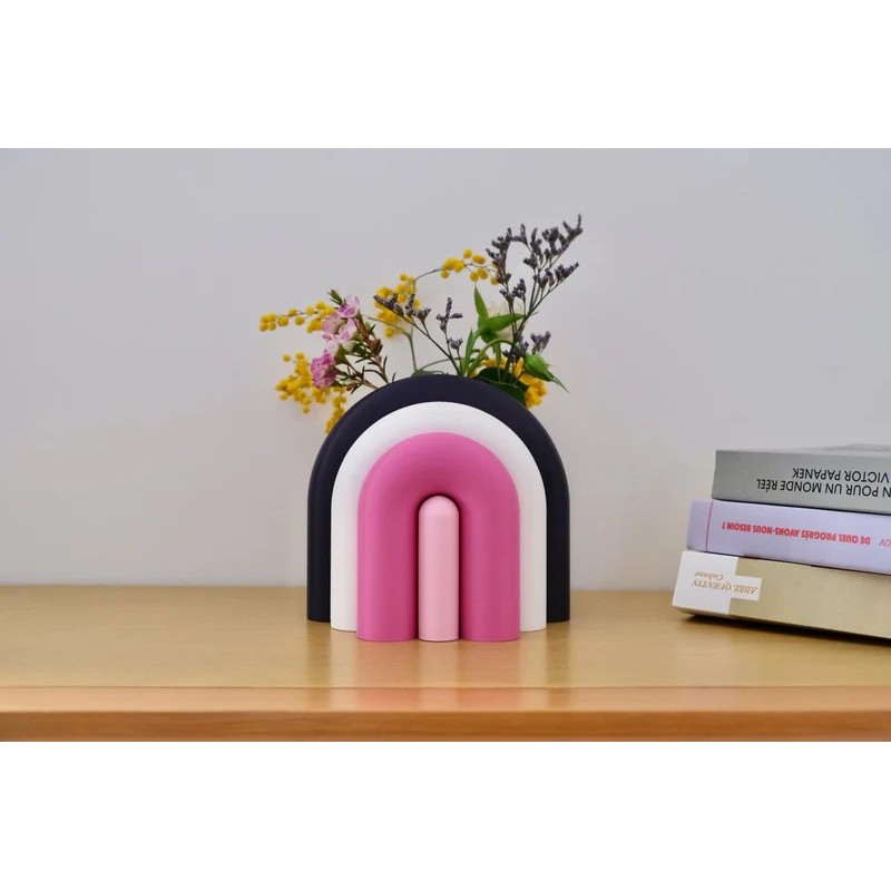 Vase et serre-livres ARC - les arcadiens - figue/blanc/violet/rose poudre