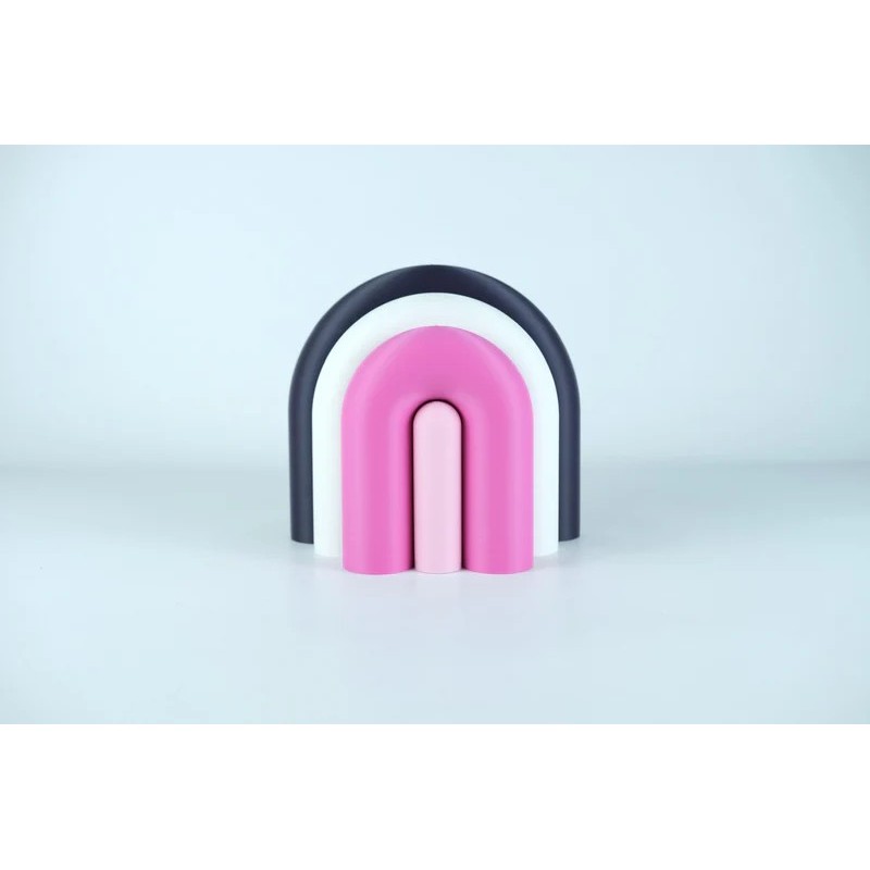 Vase et serre-livres ARC - les arcadiens - figue/blanc/violet/rose poudre