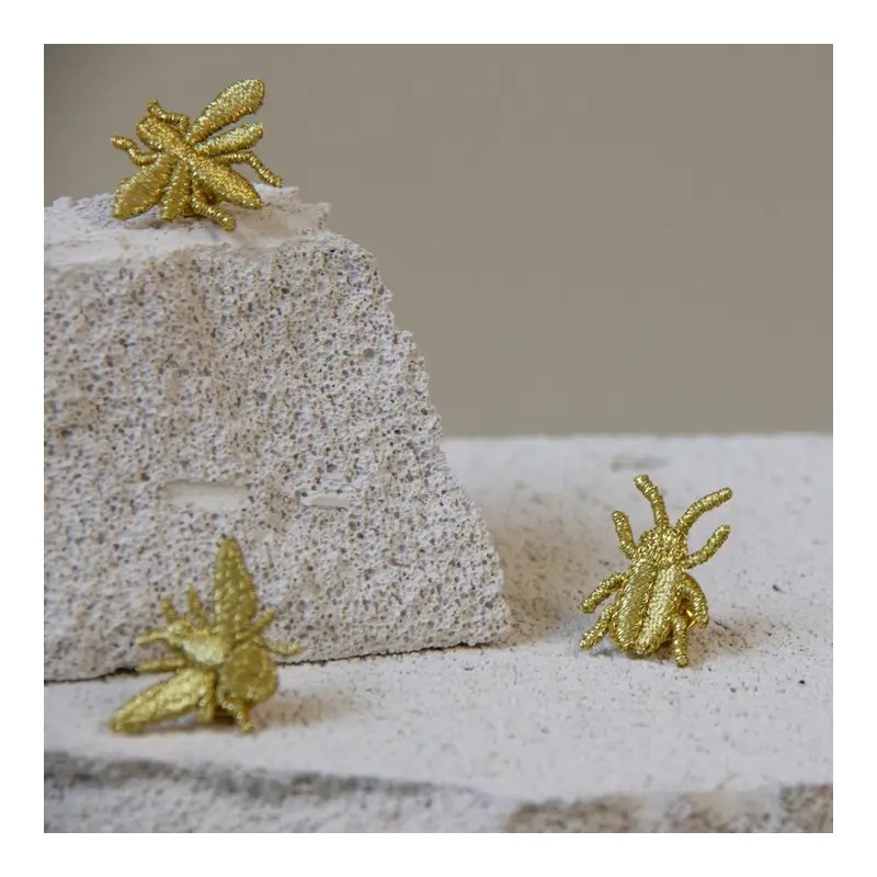 Broches brodées - Botanopia - trio d'insectes dorés
