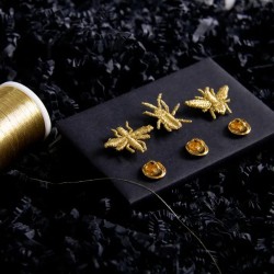 Broches brodées - Botanopia - trio d'insectes dorés