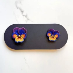 Broches brodées - Botanopia - 2 pins florale violette