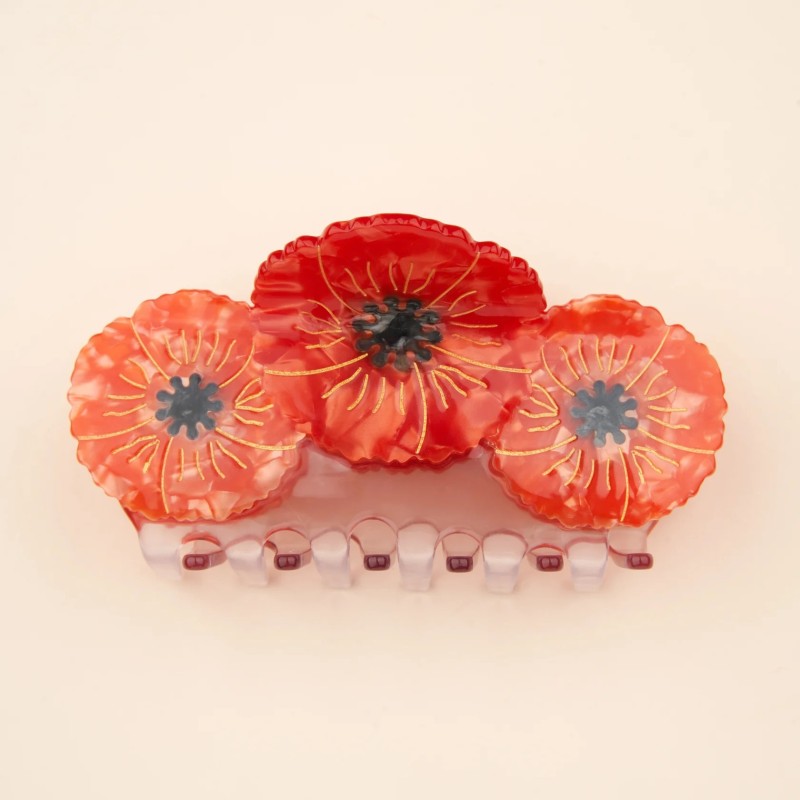 Pince à cheveux - coucou suzette - trio coquelicot