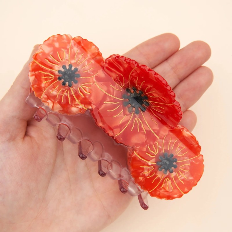 Pince à cheveux - coucou suzette - trio coquelicot