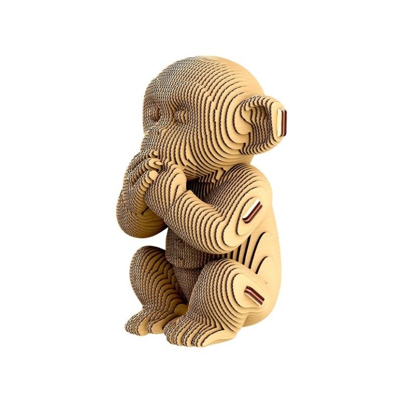 Puzzle sculpture 3d carton - cartonic - trio monkeys