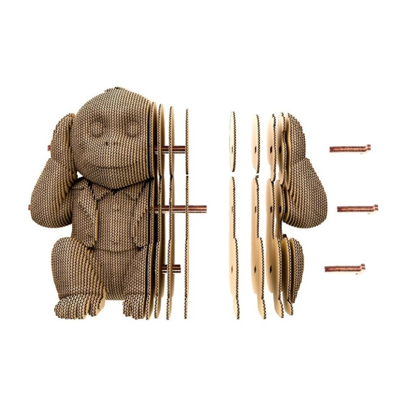 Puzzle sculpture 3d carton - cartonic - trio monkeys