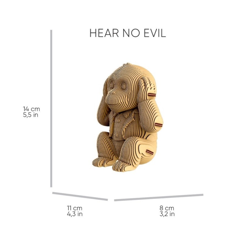 Puzzle sculpture 3d carton - cartonic - trio monkeys