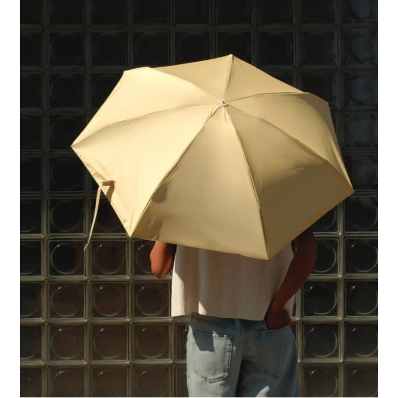 Parapluie-ombrelle mini anti-uv double protection - anatole - jaune lin - Lumen