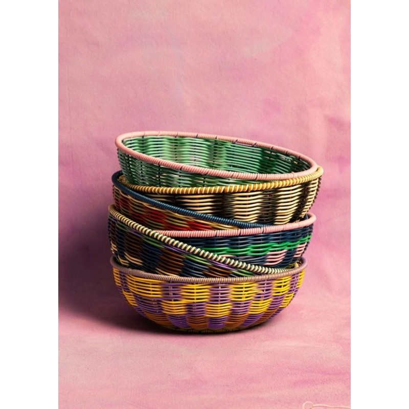 Corbeille - Maegen - Bol Tissé - Jaune/Lilas