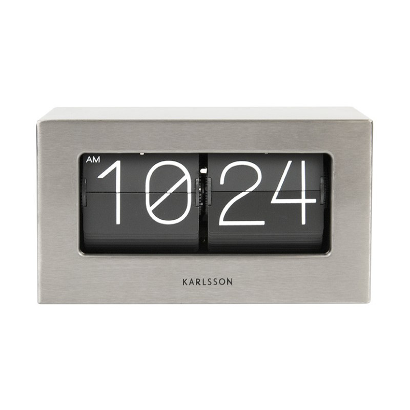 horloge - present time - boxed flip - brushed steel