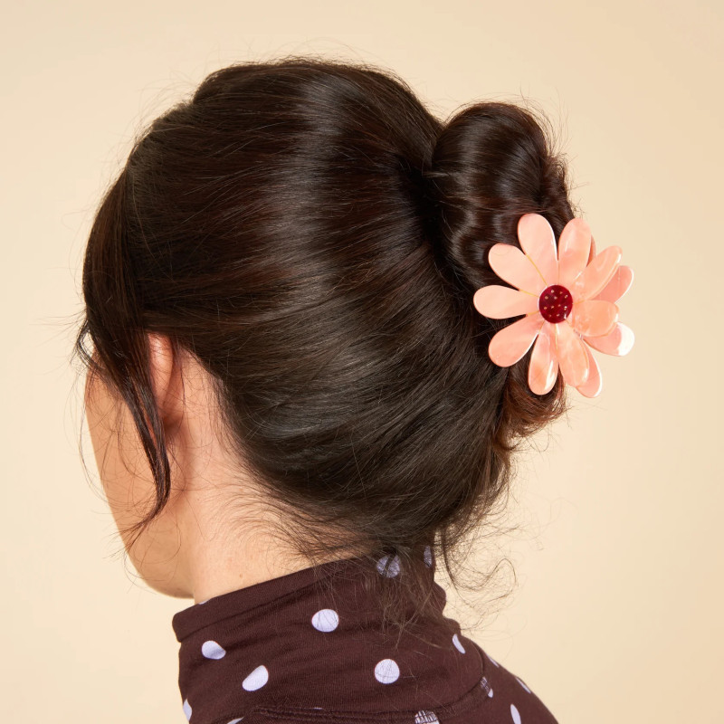 Pince à cheveux - coucou suzette - fleur rose
