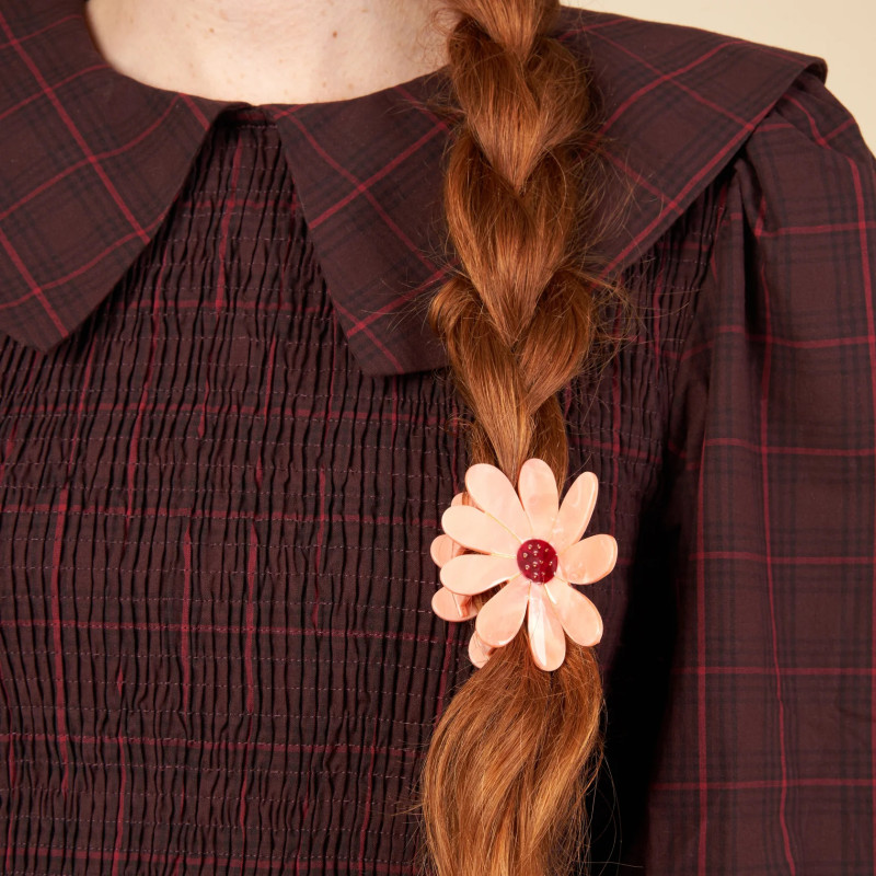 Pince à cheveux - coucou suzette - fleur rose