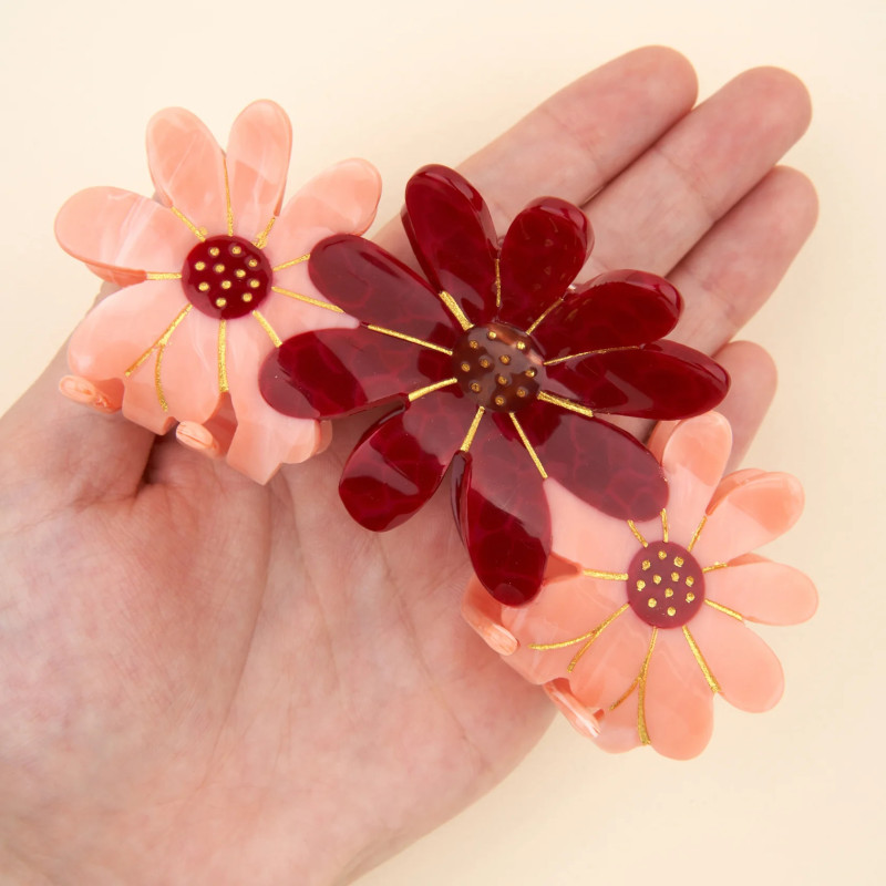 Pince à cheveux - coucou suzette - trio fleurs roses