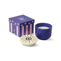 Bougie - gh - 226g -  Charmed blue glass with evil eye ceramic - incense and smoke