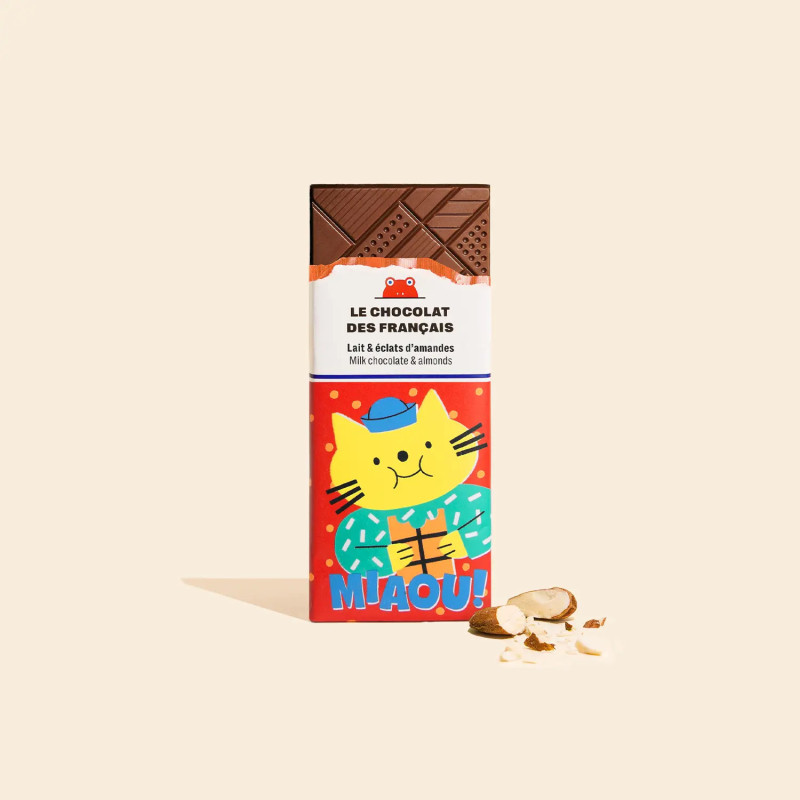 Tablettine 25gr - le chocolat des français - Miaou - Lait éclats d'amandes