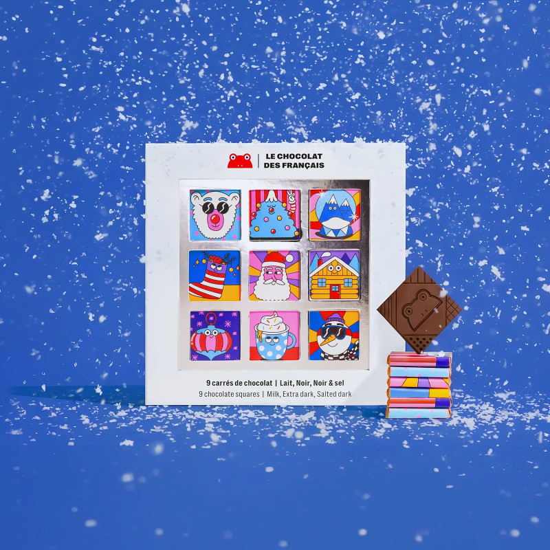 Coffret 9 carrés de chocolat - le chocolat des françaisoffret 9 carrés