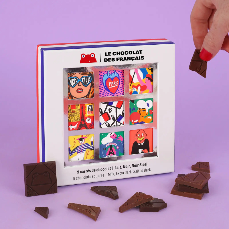 Coffret 9 carrés de chocolat - le chocolat des français