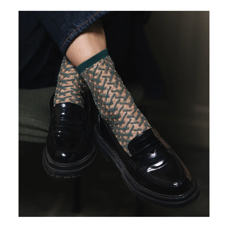 Chaussettes - atelier st eustache - kaktus emeraude