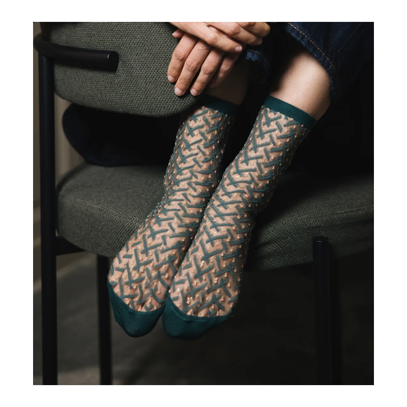 Chaussettes - atelier st eustache - kaktus emeraude