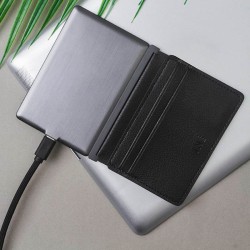 Porte-cartes avec batterie intégrée - xoopar - cuir recyclé noirorte-c