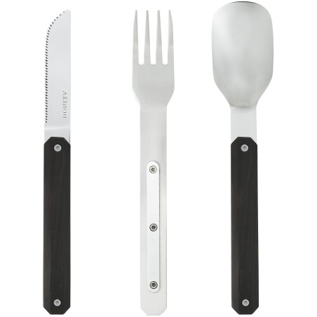 Akinod Couverts droits élégants gastronomiques avec insert magnétique  (couteau, fourchette et cuillère) - Magnetic straight cutlery 12H34 mod.  MIRROR
