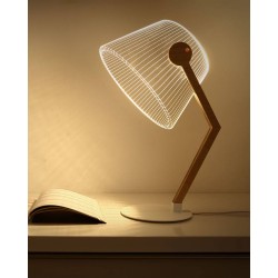 Lampe à poser/ bureau LED Blanc & Bois 3D - BY BULBING ZIGGI - L'interprète Concept Store