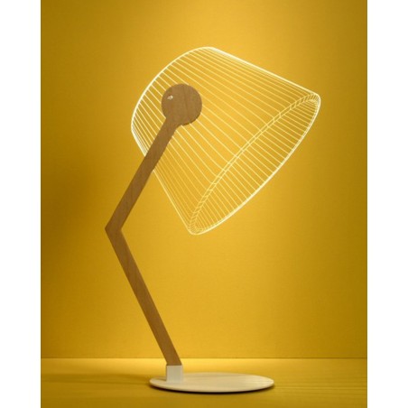 Lampe à poser/ bureau LED Blanc & Bois 3D - BY BULBING ZIGGI - L'interprète Concept Store