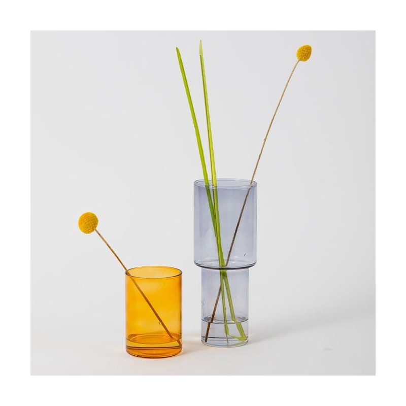 Vase 2en1 verre - block design - grey-orangease 2en1 verre - block des