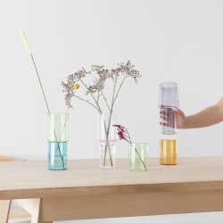 VASE 2EN1 VERRE - BLOCK DESIGN - PINK-GREEN
