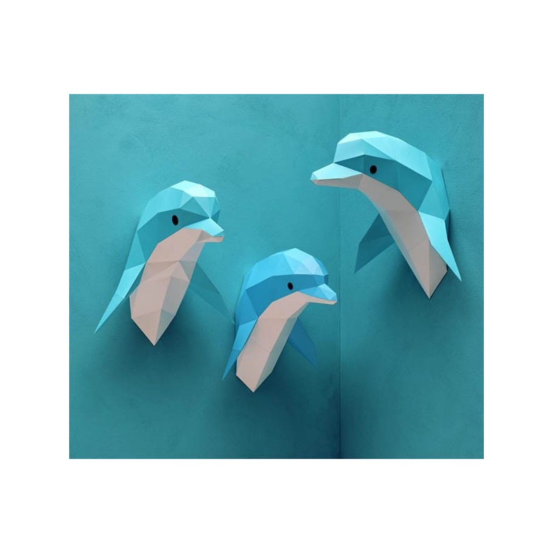 Trophée origami papier - assembli - dauphinrophée origami papier - ass