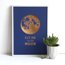 Affiche Fly me to the moon signée Les Editions du Paon - L'interprète Concept Store