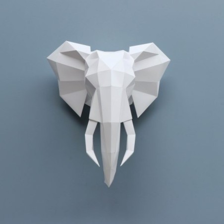 TROPHÉE ORIGAMI PAPIER - ASSEMBLI - ELEPHANT white