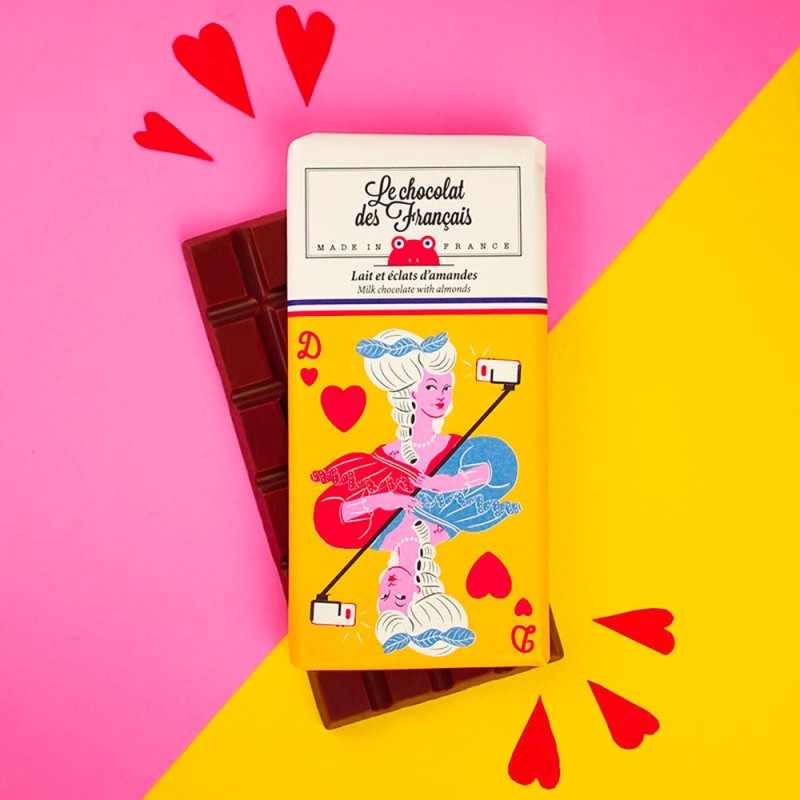 Tablette 80gr - le chocolat des français - antoinette - lait amandes b